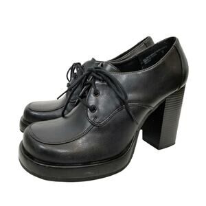 l.e.i. Kellee Vintage 90's Women's Platform Oxford Black Faux Leather Size 9